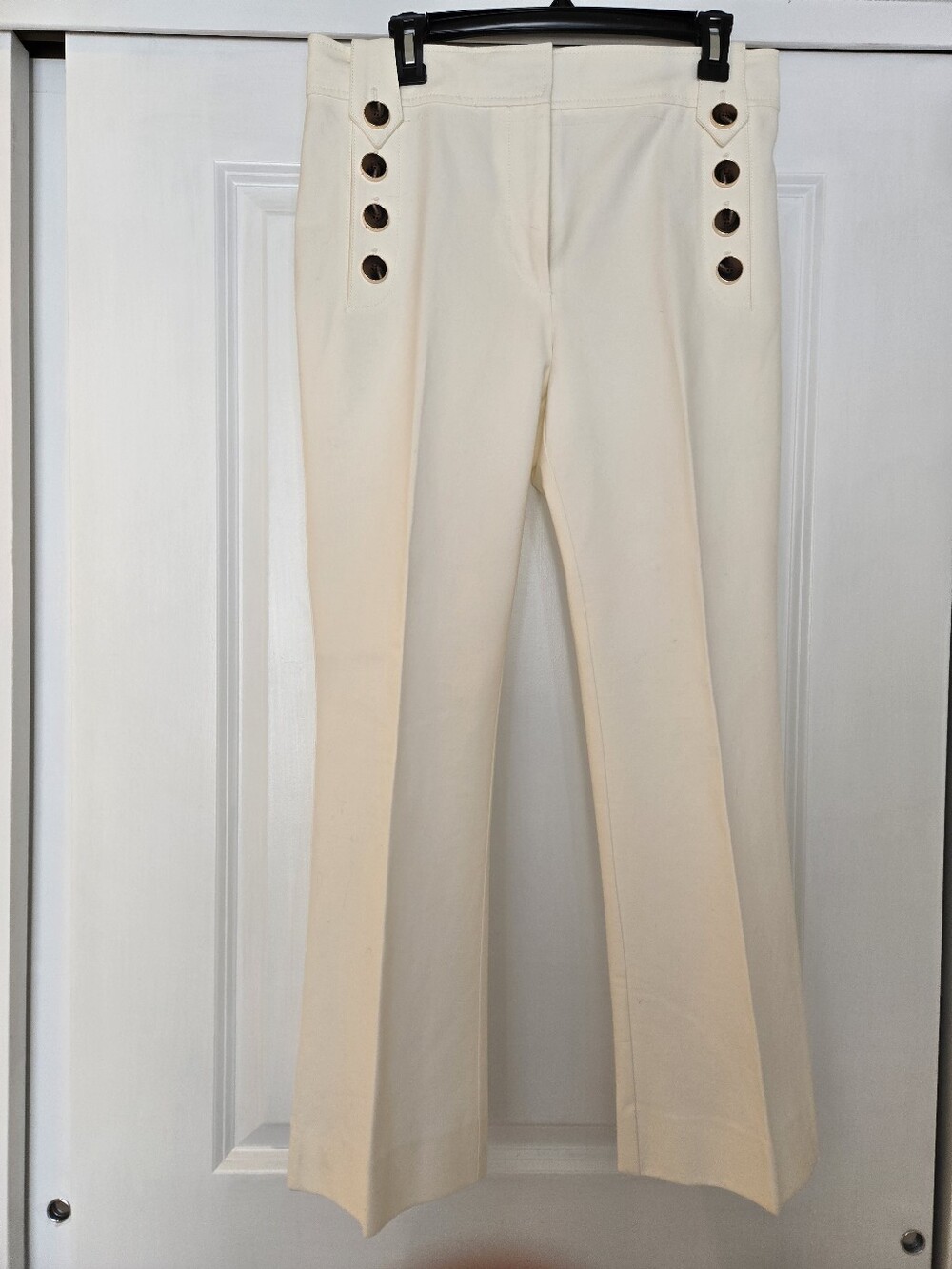 Derek Lam Off-White Button-Trim Trousers 10 NWT